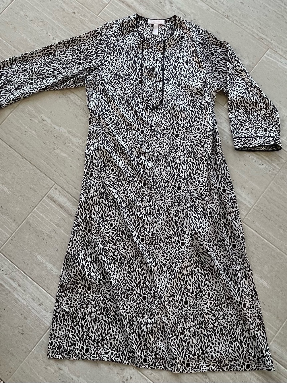 Vtg Oscar de la Renta pink label leopard satin maxi nightgown medium glam